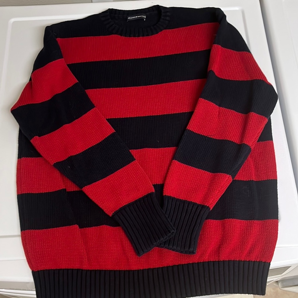 Brandy Melville red and navy blue striped sweater